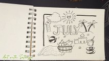 July Doodle Drawing | Easy Summer Theme Doodle Art for Beginners