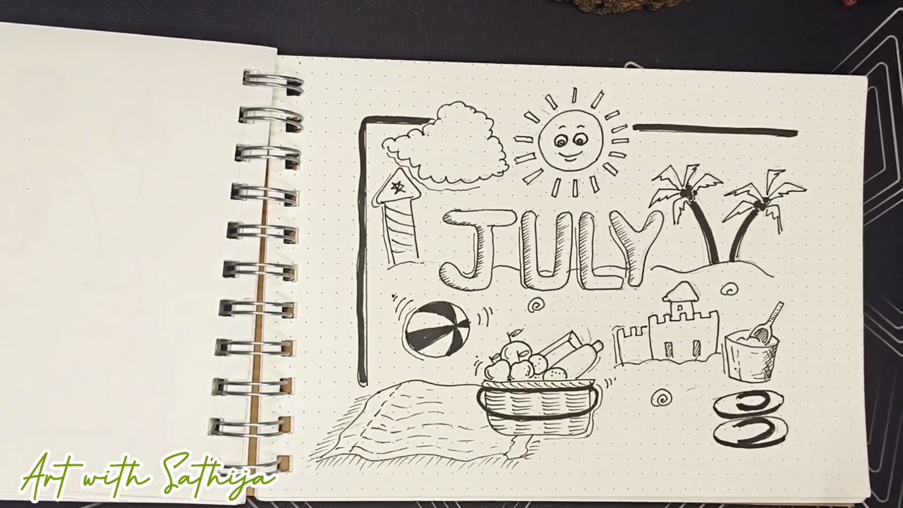 July Doodle Drawing | Easy Summer Theme Doodle Art for Beginners