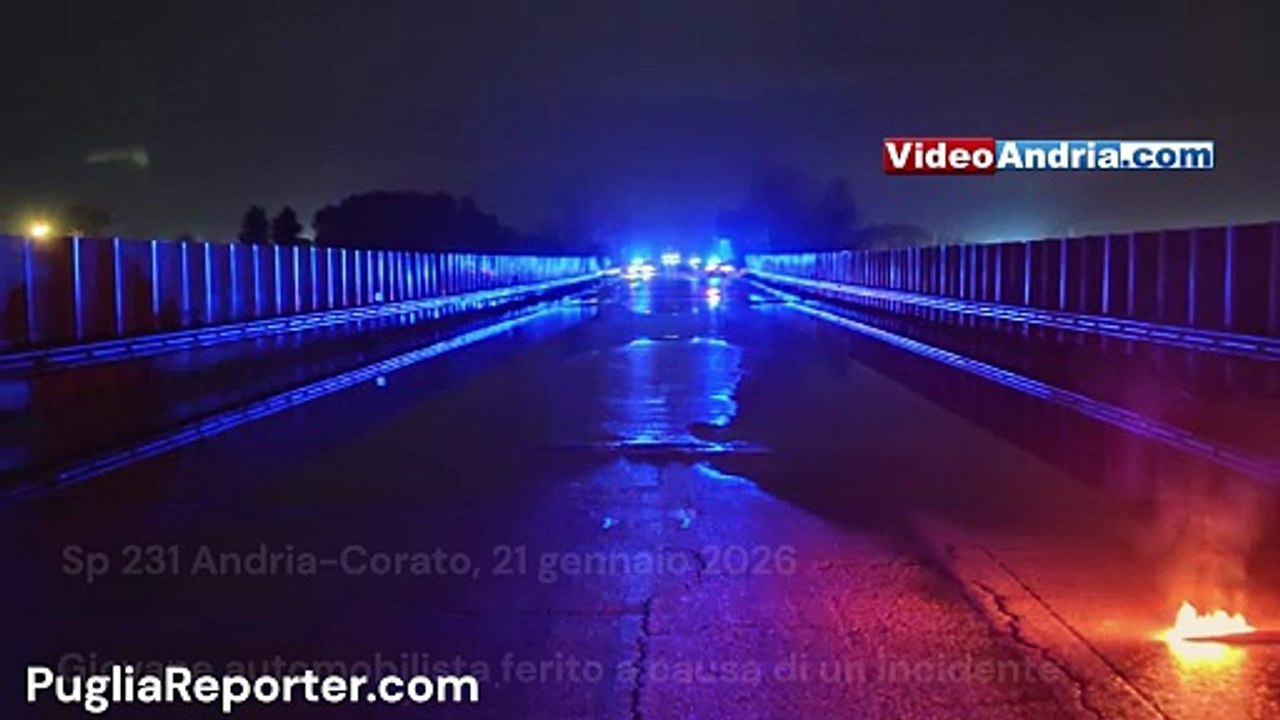 Grave incidente sulla Corato-Andria: si schianta contro il guardrail, ferito