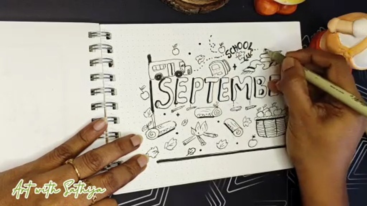 September Doodle Drawing | Easy Autumn Theme Doodle Art for Beginners