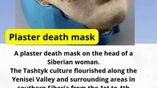 Gypsum death mask on the head of a Siberian woman.
