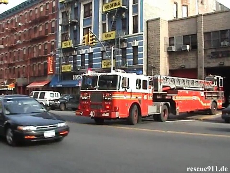 Tiller ladder 40 FDNY - [rescue911.eu] - worldwide emergency responses (480p, h264, youtube)