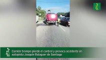 Camión trompo pierde el control y provoca accidente en autopista Joaquín Balaguer de Santiago