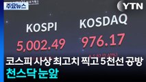 코스피 사상 최고치 찍고 5천선 공방...천스닥 눈앞 / YTN