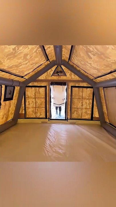 Snow Camping With Inflatable Tent In May  P1 #bushcrafting  #build  #camp #camping  #survival  #shel [7276530351890238766]