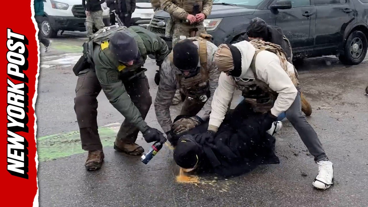 Pinned protester pepper-sprayed by Border Patrol