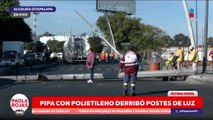 Pipa derriba postes de luz y causa caos vial en Iztapalapa | DPC con Paola Rojas