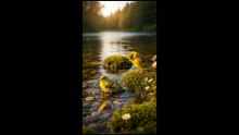 Cute Canary Birds Enjoying Playtime by the River | Relaxing Nature Video