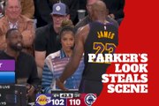 LeBron James receives an “interesting” look from Candace Parker while venting to Dwyane Wade
