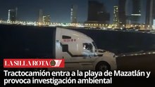 Chofer mete su tractocamión a la playa de Mazatlán y termina detenido