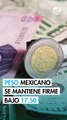 Peso mexicano se aprecia contra el dólar y se mantiene en la zona debajo de 17.50