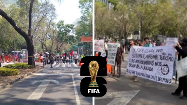 Mundial 2026: Manifestantes bloquean Paseo de la Reforma acusando de despojo en zonas aledañas al Estadio Azteca