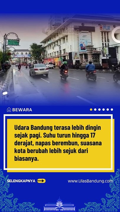 Bandung Mendadak Dingin, Suhu Turun 17 Derajat dan Hujan Ringan Sepanjang Hari