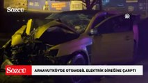 Arnavutköy'de otomobilin elektrik direğine çarpması sonucu 5 kişi yaralandı