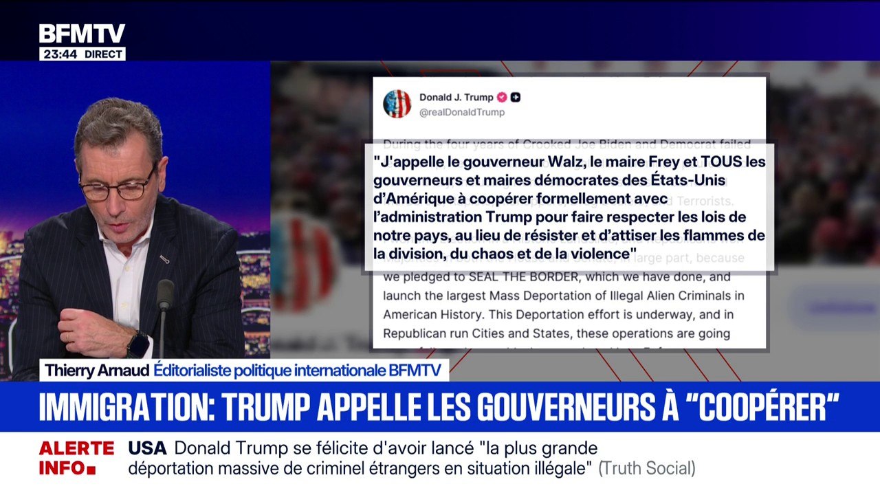 Immigration: Donald Trump appelle "tous les gouverneurs et maires démocrates des États-Unis à coopérer"