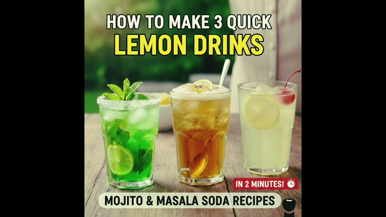 How to Make 3 Quick Lemon Drinks in 2 Minutes: Lemon Mojito & Masala Soda Recipes!