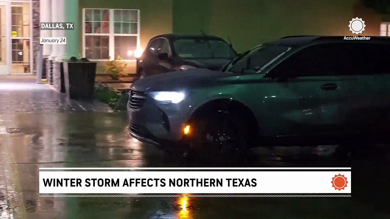 Sleet covers Denton, Texas, as winter storm grips North Texas