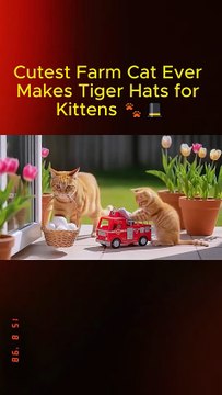 Cutest Farm Cat Ever Makes Tiger Hats for Kittens 🐯😻