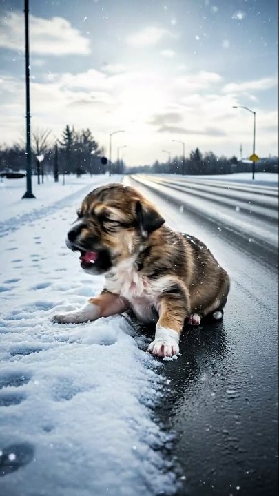 Frozen Puppy Found on Roadside in America — A Girl’s Kindness Saves His Life 🐶❄️