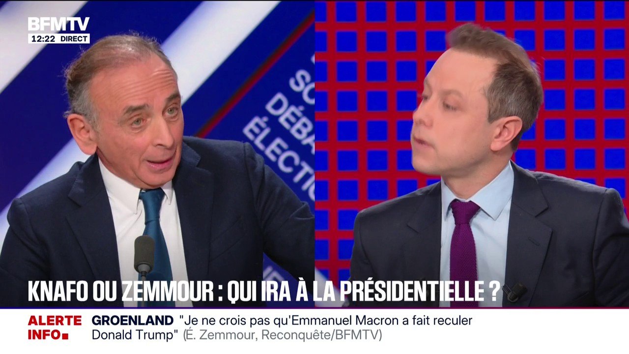 Candidat Reconquête à la présidentielle. "Sarah Knafo a été d'une clarté biblique [...] Elle a dit qu'elle ne serait pas candidate à l'Élysée", déclare Éric Zemmour