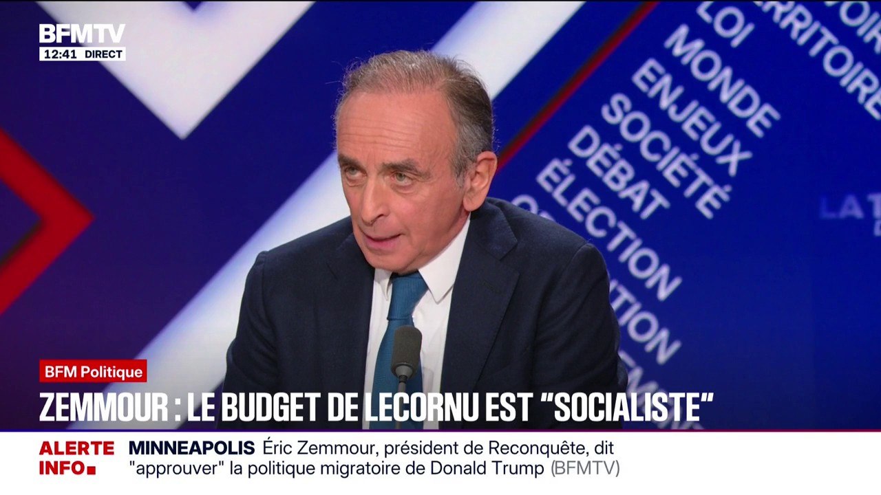 Pour Éric Zemmour, président de "Reconquête!", le budget de Sébastien Lecornu "est un budget socialiste"