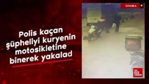 İstanbul'da polis kaçan şüpheliyi kuryenin motosikletine binerek yakaladı