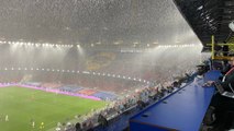 Así de inundada quedó la zona de prensa del renovado Camp Nou por culpa de la lluvia