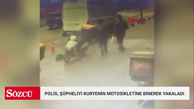 Polis, kaçan şüpheliyi motokuryenin arkasına binerek yakaladı