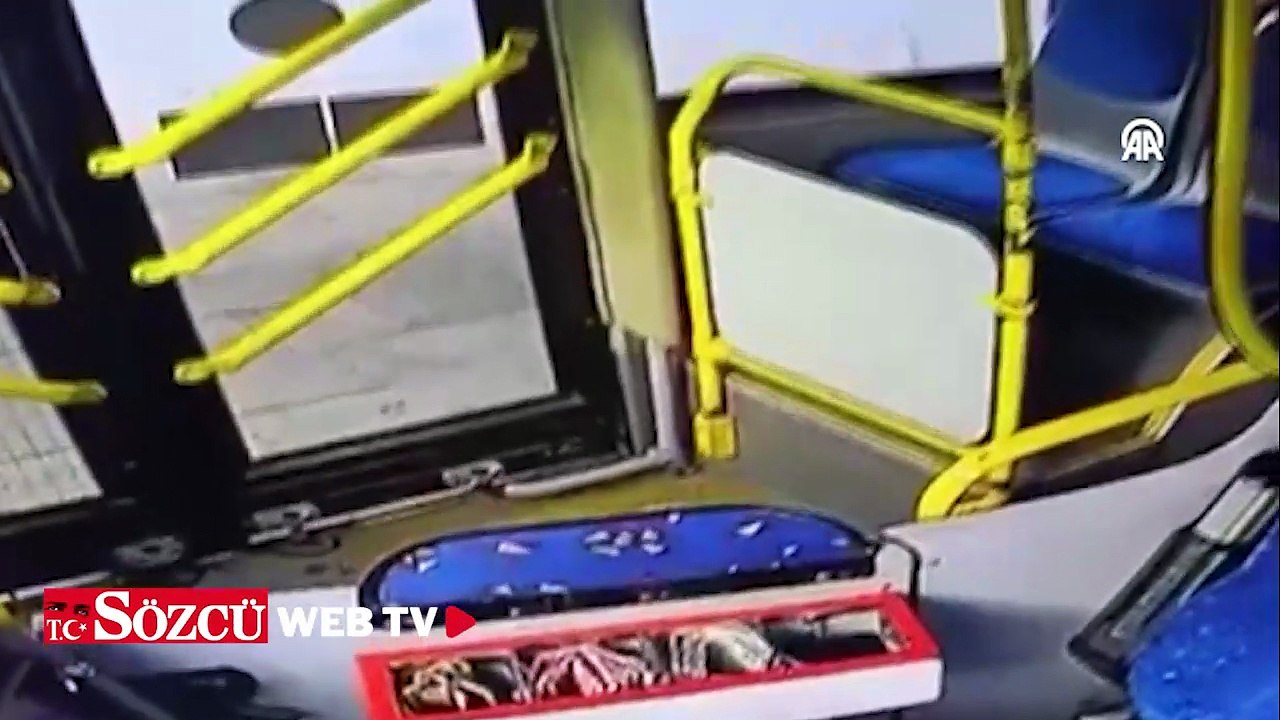 Otobüsten hırsızlık anı güvenlik kamerasınca görüntülendi