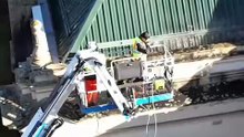 Cleaning the Albert Hall roof, Launceston