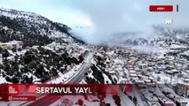 Mersin'de Sertavul Yaylası beyaza büründü dronla görüntülendi