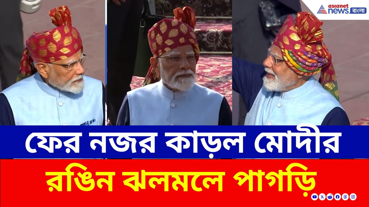 ফের নজর কাড়ল মোদীর রঙিন ঝলমলে পাগড়ি! কী তাৎপর্য...