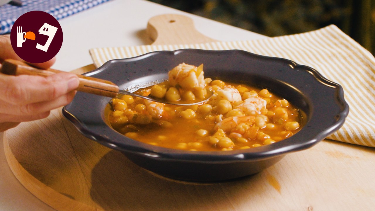 Garbanzos con Langostinos