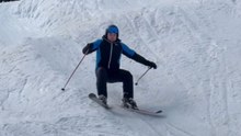 Beginner's ski attempt turns into a series of amusing tumbles