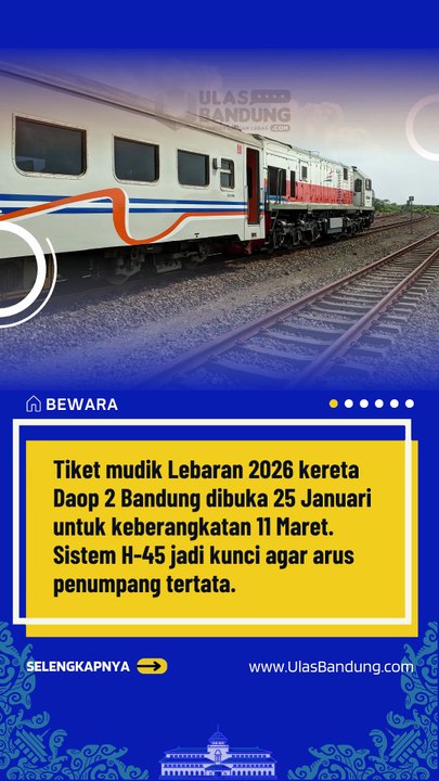 Tiket Mudik Lebaran 2026 Kereta Daop 2 Bandung Dibuka, Ini Cara Pesannya