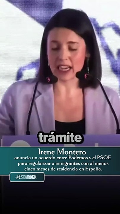 Irene Montero: Podemos y PSOE pactan una regularización extraordinaria de inmigrantes.