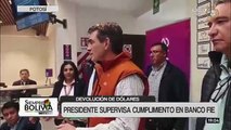 Presidente Paz verificó la devolución de dólares en efectivo a pequeños ahorristas en Potosí