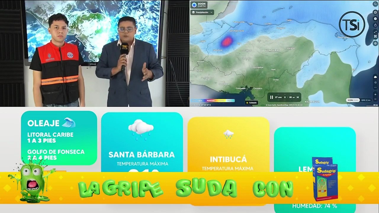 Masa de aire frío desde Estados Unidos dejará frente frío y lluvias sobre Honduras