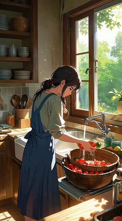 Sunlit Kitchen Washing