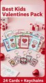 Letik Valentines Day Cards for Kids with Cute Keychains | School Party Favors & Classroom