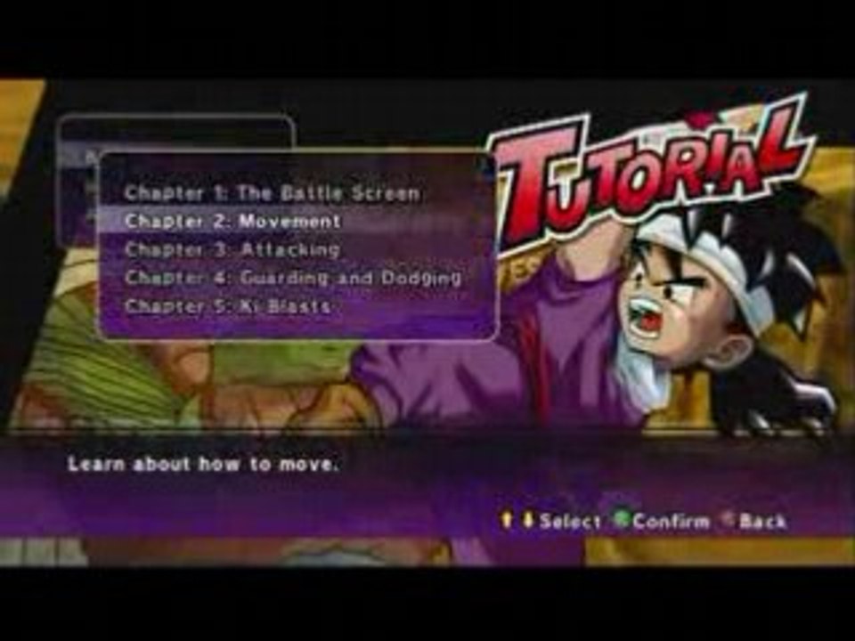 DBZ BURST LIMIT, mode entraînement (tutoriel).