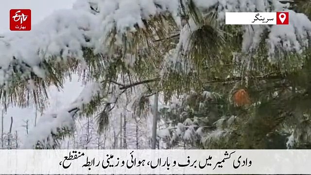 کشمیر میں تازہ برفباری سے خوشی کی لہر، سرینگر ہوائی اڈے سے 25 پروازیں منسوخ، شاہراہیں بند