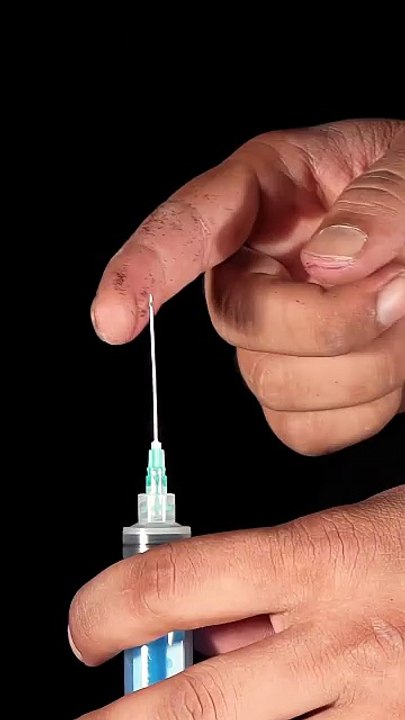 ASMR syringe under index finger skin CLOSE-UP ( macro - zoom in) #asmr #asmrsounds #closeup