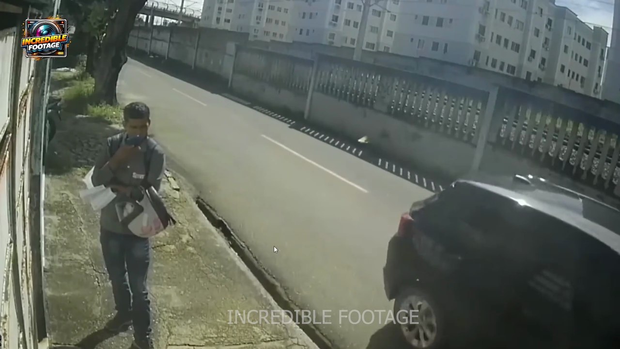 Man Narrowly Escapes After Truck Appears to Lose Control
