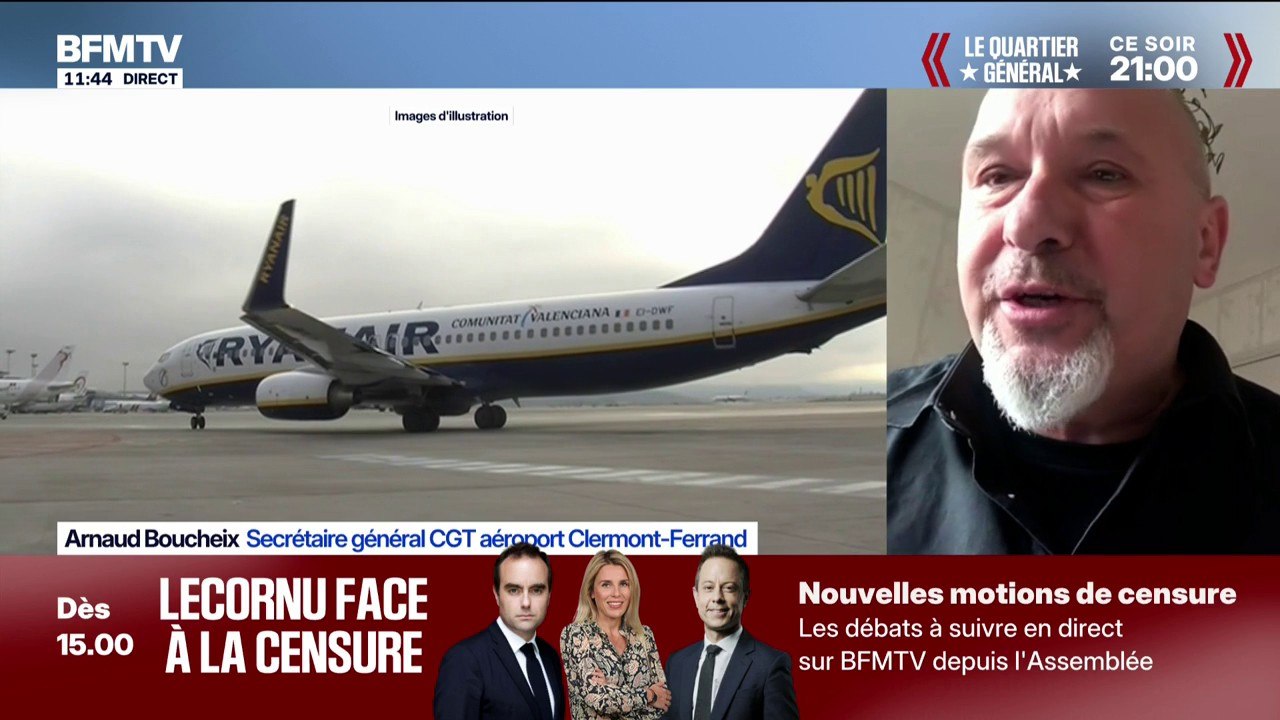 Ryanair justifie son départ de Clermont-Ferrand par la hausse de la taxe sur les billets d'avion: "Cette excuse ne tient pas du tout la route", estime Arnaud Boucheix, secrétaire général CGT de l'aéroport