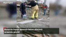 Bursa'da inşaat alanında beton dökümü sırasında göçük!