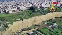 Niscemi, il sopralluogo aereo dei vigili del fuoco sulla frana