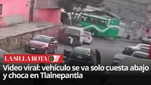 Jóvenes olvidan freno de mano y auto termina estrellado en Tlalnepantla