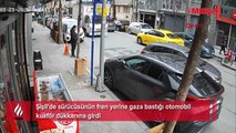 Şişli'de sürücüsünün fren yerine gaza bastığı otomobil kuaför dükkanına girdi