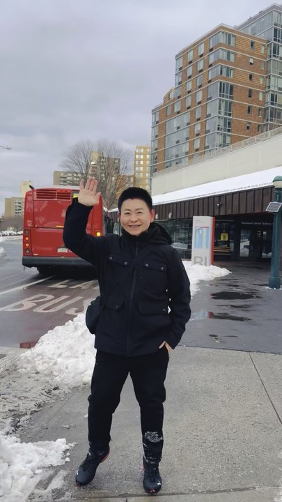 The heavy snowfall brought out the childlike playfulness in Nelson Wang, a resident of Roosevelt Island. This video was shot on January 26, 2026.